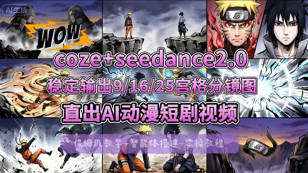 [COZE搭建教学]COZE+即梦Seedance 2.0稳定输出9-16-25宫格分镜图直出AI漫剧视频摄影摄像-剪辑后期-编剧导演课程影视课程众筹