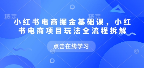 小红书电商掘金课，小红书电商项目玩法全流程拆解(更新5月)摄影摄像-剪辑后期-编剧导演课程影视课程众筹