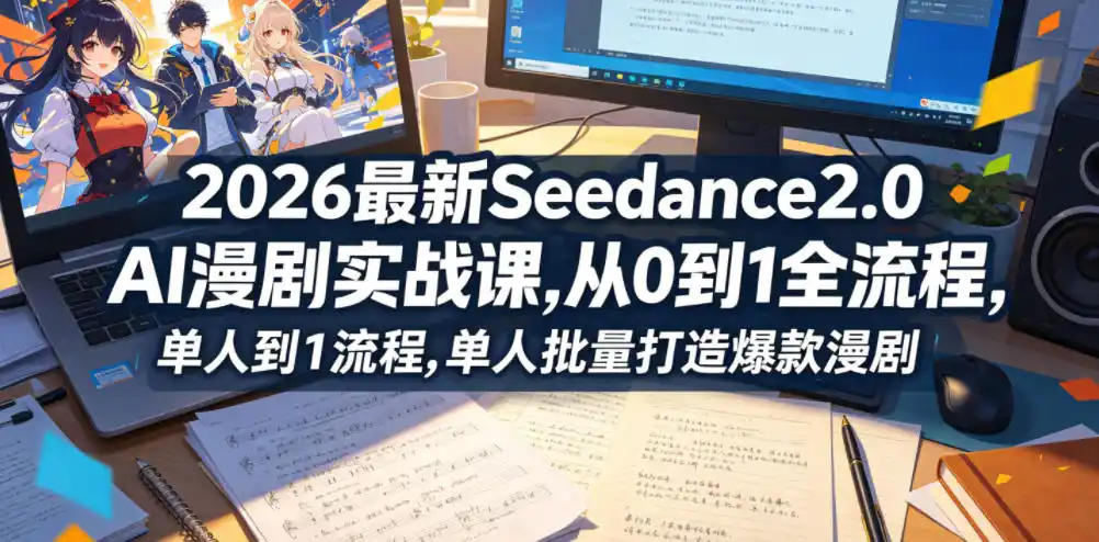 2026最新Seedance2.0 AI漫剧实战课,，从0到1全流程，单人批量打造爆款漫剧摄影摄像-剪辑后期-编剧导演课程影视课程众筹