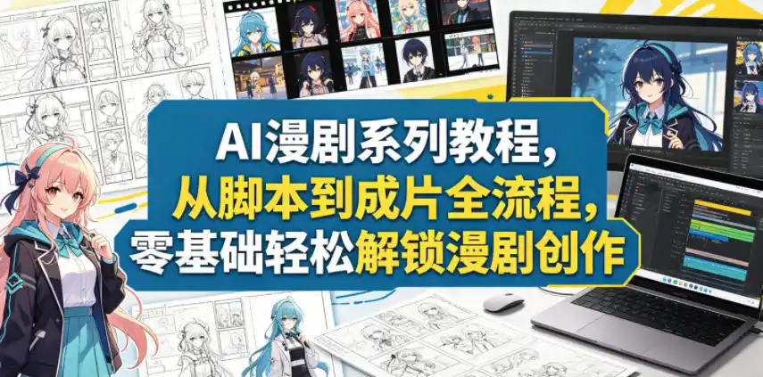 AI漫剧系列教程，从脚本到成片全流程，零基础轻松解锁漫剧创作摄影摄像-剪辑后期-编剧导演课程影视课程众筹