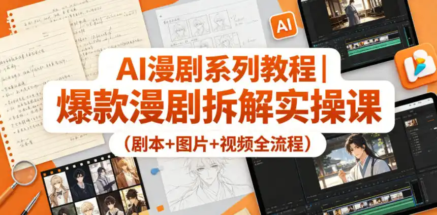 AI漫剧系列教程｜爆款漫剧拆解实操课(剧本+图片+视频全流程)摄影摄像-剪辑后期-编剧导演课程影视课程众筹