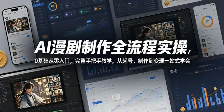 AI漫剧制作全流程实操，0基础从零入门，完整手把手教学，从起号、制作到变现一站式学会(更新)摄影摄像-剪辑后期-编剧导演课程影视课程众筹