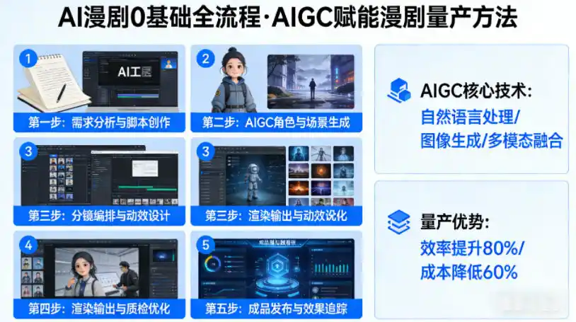 AI漫剧0基础全流程，快速掌握AIGC赋能的漫剧量产方法摄影摄像-剪辑后期-编剧导演课程影视课程众筹