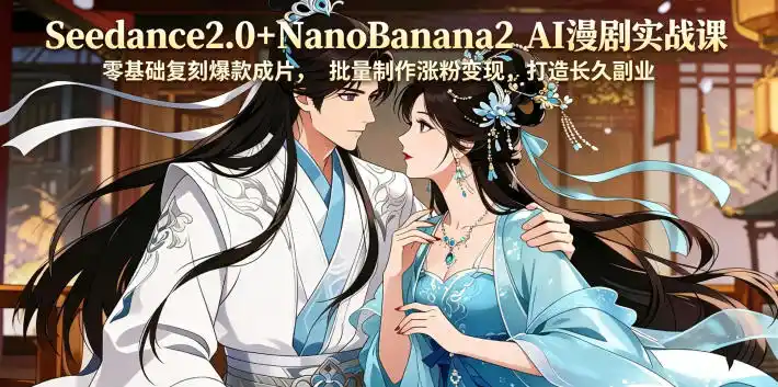 Seedance2.0+NanoBanana2 AI漫剧实战课，零基础复刻爆款成片涨粉变现，打造长久副业收益摄影摄像-剪辑后期-编剧导演课程影视课程众筹