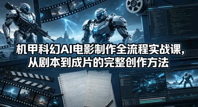 机甲科幻AI电影制作全流程实战课，从剧本到成片的完整创作方法摄影摄像-剪辑后期-编剧导演课程影视课程众筹
