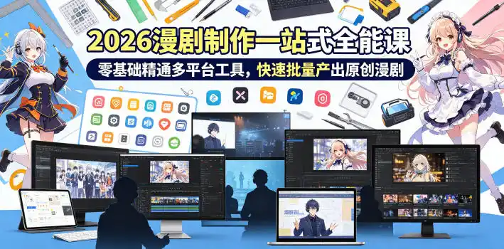 2026 AI漫剧制作一站式全能课，零基础精通多平台工具，快速批量产出原创漫剧摄影摄像-剪辑后期-编剧导演课程影视课程众筹