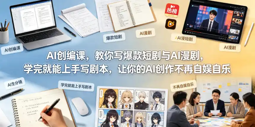 AI创编课，教你写爆款短剧与AI漫剧，学完就能上手写剧本，让你的AI创作不再自娱自乐(更新0521)摄影摄像-剪辑后期-编剧导演课程影视课程众筹
